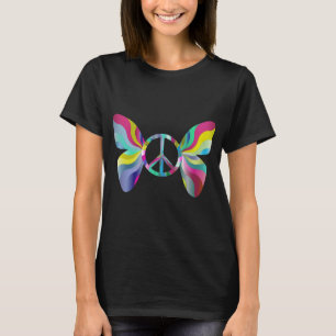 Camiseta borboleta da paz psicodélica