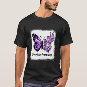Camiseta Borboleta Daisy Branqueada Borboleta Roxa Sobredos