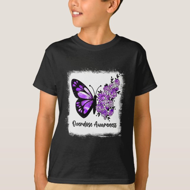 Camiseta Borboleta Daisy Branqueada Borboleta Roxa Sobredos (Frente)