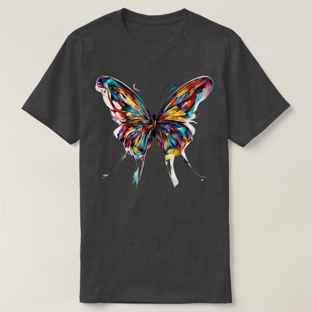 Camiseta Borboleta de Abstrato colorida 1 (Frente do Design)