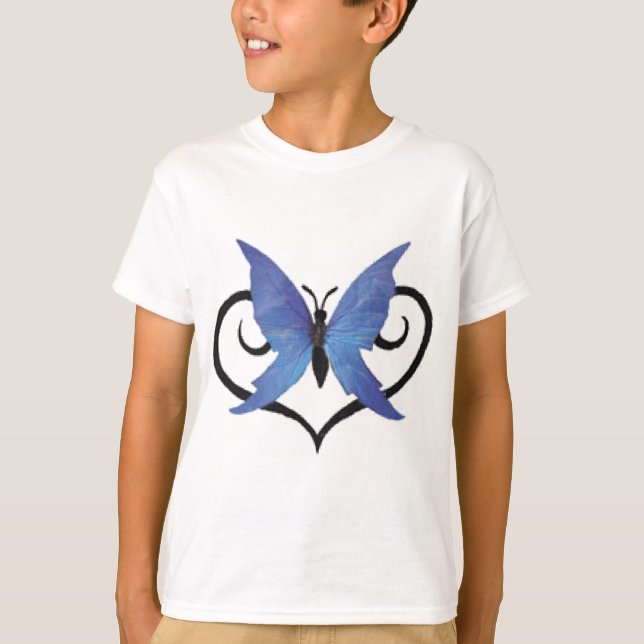 Camiseta borboleta de amor azul giro (Frente)