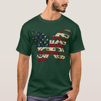 Camiseta Borboleta de Bandeira Americana