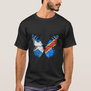 Camiseta Borboleta de Bandeira Congolesa Escocesa