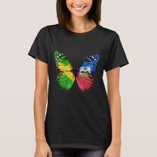 Camiseta Borboleta de Bandeira do Haiti-jamaicano