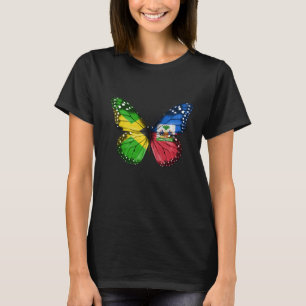 Camiseta Borboleta de Bandeira do Haiti-jamaicano