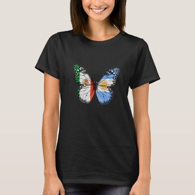 Camiseta Borboleta de Bandeira Mexicana (Frente)