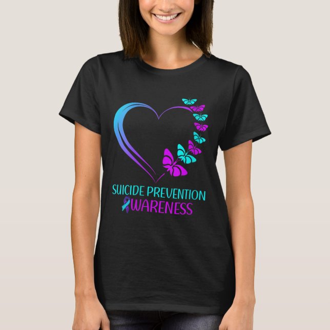 Camiseta Borboleta de conscientização sobre prevenção de su (Frente)