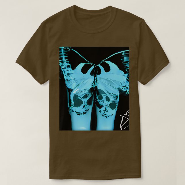 Camiseta Borboleta de esqueleto de Xray azul e linda (Frente do Design)