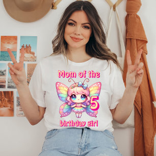 Camiseta Borboleta de fada Rainbow Mãe de aniversariante