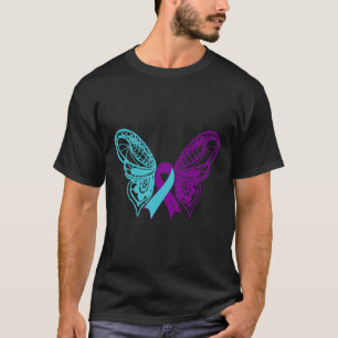 Camiseta Borboleta de Fita de Sensibilização para a Prevenç