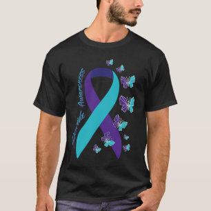 Camiseta Borboleta de Fita Suicídio Sensibilização para a S