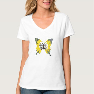 Camiseta Borboleta de girassol amarelo-claro