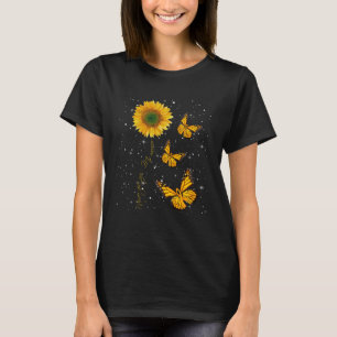 Camiseta Borboleta De Girassol Nunca Desiste De Vários Escl