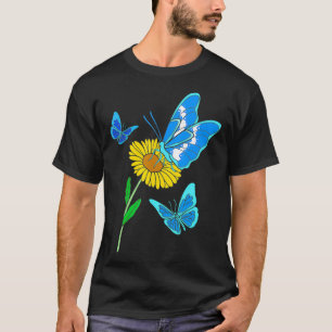 Camiseta Borboleta De Girassol Para Mulheres Blue Morpho Bu