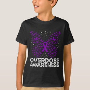 Camiseta Borboleta de Laço Roxo de Conscientização sobre Ov