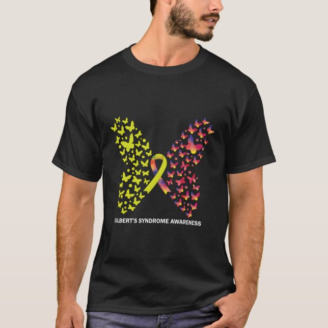Camiseta Borboleta De Sensibilização Da Síndrome De Gilbert (Frente)