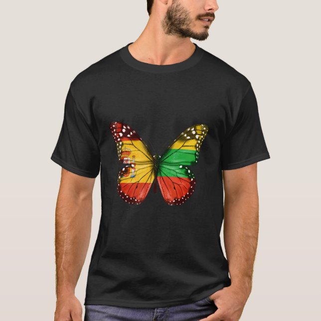 Camiseta Borboleta de Sinalizador espanhola lituana (Frente)