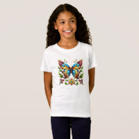 Borboleta de vidro colorida com flores
