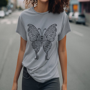 Camiseta Borboleta Desgastada Estilo Boho