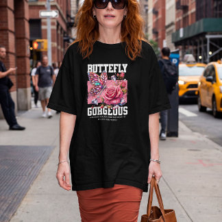 Camiseta Borboleta Deslumbrante – Rosa e Borboleta Reluzent