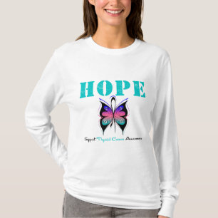 Camiseta Borboleta do cancer de tiróide da esperança