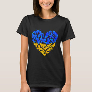 Camiseta Borboleta do Coração da Bandeira da Ucrânia Vintag