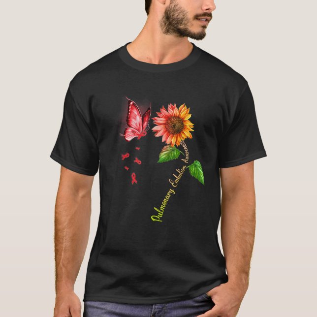 Camiseta Borboleta Dourada Embolismo Pulmonar Sensibilizaçã (Frente)