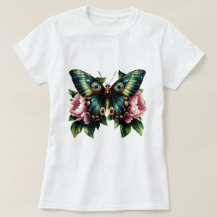 Camiseta Borboleta e Peônias