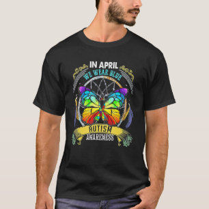 Camiseta Borboleta Em Abril Vestimos Azul Para Autismo Awar