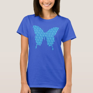 Camiseta Borboleta em abstrato impressão - tons azuis
