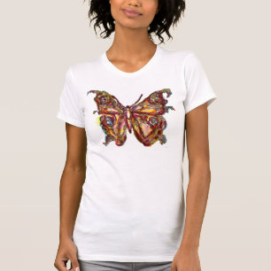 CAMISETA BORBOLETA EM BRILHOS DOURADOS