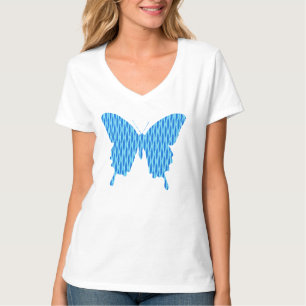 Camiseta Borboleta em impressão abstrata - tons de azul