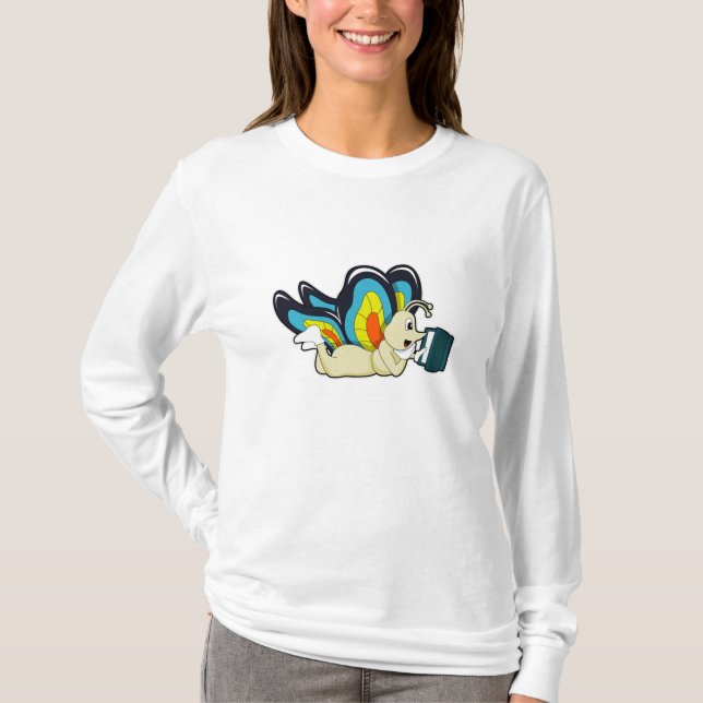 Camiseta Borboleta em Leitura com Livro (Frente)