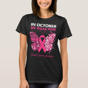 Camiseta Borboleta Em Outubro Vestimos Cancer Rosa