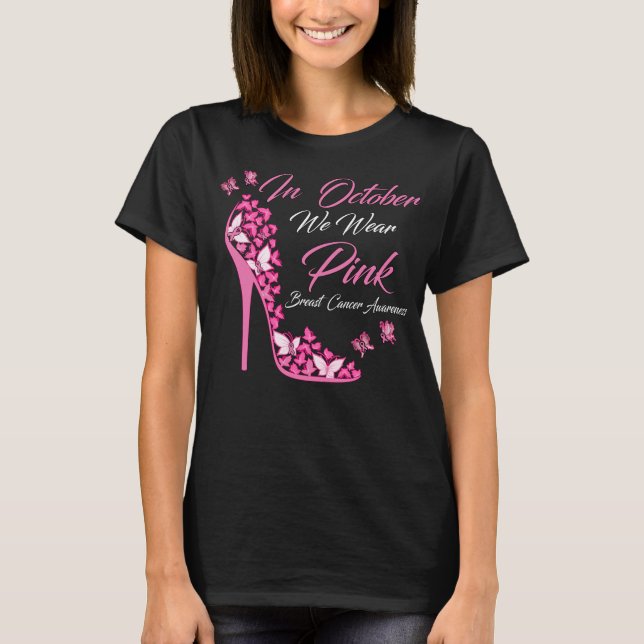 Camiseta Borboleta Em Outubro Vestimos Cancer Rosa (Frente)