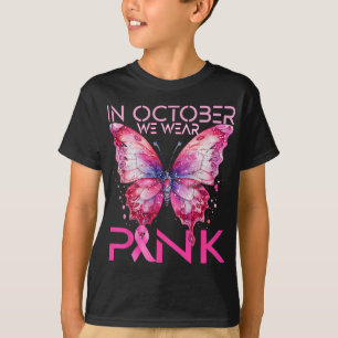 Camiseta Borboleta Em Outubro Vestimos Cancer Rosa