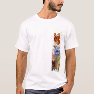 Camiseta Borboleta Entre Flores Selvagens - Pintura De Brus