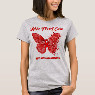 Camiseta Borboleta Espera Por Uma Consciência Cura Da AIDS