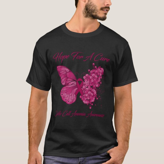 Camiseta Borboleta Espera Por Uma Cura Célula Falsiforme Ca (Frente)
