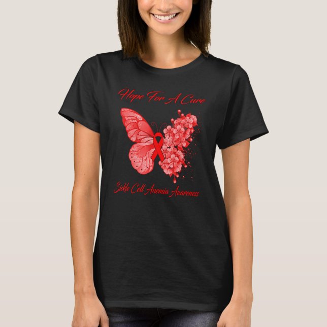 Camiseta Borboleta Espera Por Uma Cura Célula Falsiforme Ca (Frente)