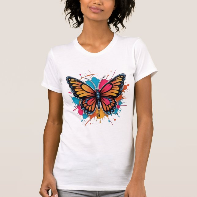 Camiseta borboleta espirrando (Frente)