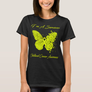 Camiseta Borboleta Eu sou um Cancer de Infância Sobrevivent