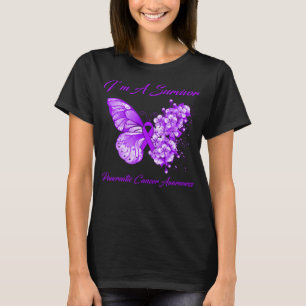Camiseta Borboleta Eu sou um Câncer de pâncreas de sobrev