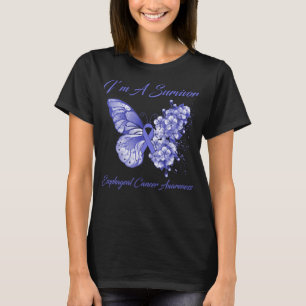Camiseta Borboleta Eu sou um Cancer Esofágico Sobrevivente