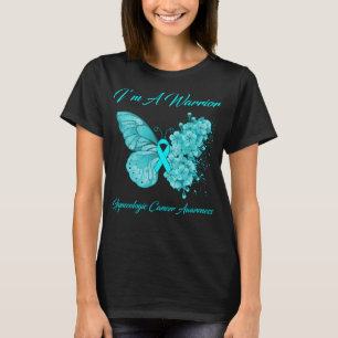 Camiseta Borboleta Eu sou um Cancer ginecológico guerreiro