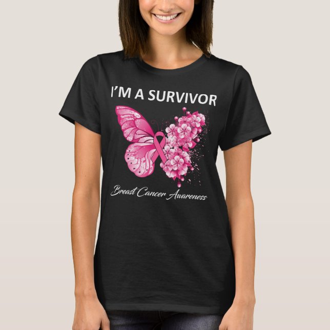 Camiseta Borboleta Eu sou um Sobrevivente Cancer (Frente)