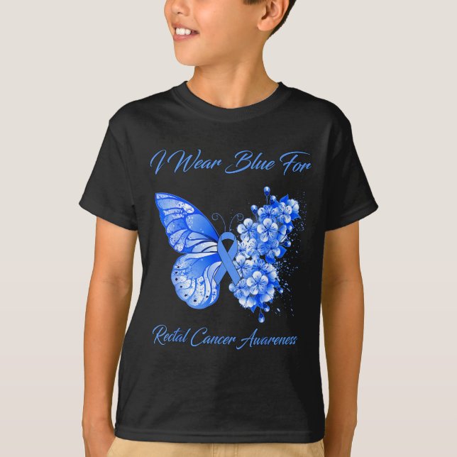 Camiseta Borboleta eu uso azul para conscientização sobre c (Frente)