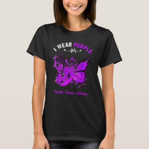 Camiseta Borboleta Eu Uso Roxo Para Conscientização da Viol