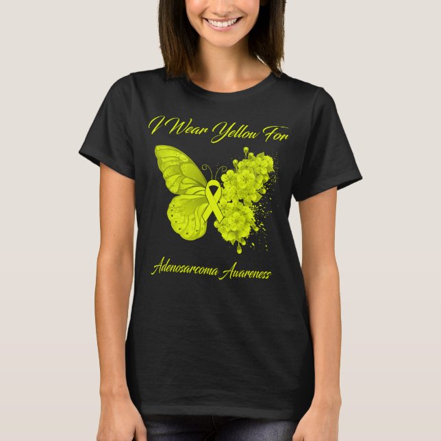 Camiseta Borboleta Eu Visto Amarelo Para Consciência Adenos (Frente)