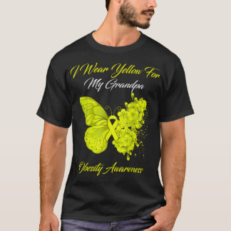 Camiseta Borboleta Eu Visto Amarelo Para Meu Avô Obesidade 